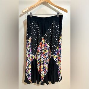 Maeve by Anthropologie Diamond Mosaic Midi Skirt Black Motif Size L